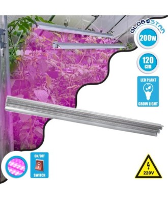 GloboStar® 85958 Linear Grow Light Full Spectrum LED Γραμμικό Φωτιστικό Ανάπτυξης Φυτών Θερμοκηπίου 120cm SMD 2835 200W 120° AC230V IP54 Εσωτερικού Χώρου για Κάλυψη Επιφάνειας 1.2m x 1.2m Πλήρους Φάσματος Φωτισμού